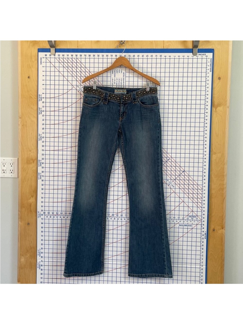 Y2K Allen B Low Rise Flair Jeans with Brass Waistband - Picture 5 of 5